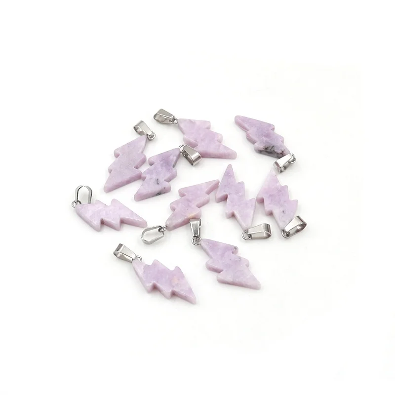 Mini Natural Stone Pendant Wholesale Healing Crystal Lightning Necklace Stone Pendent Charms For Jewelry Making