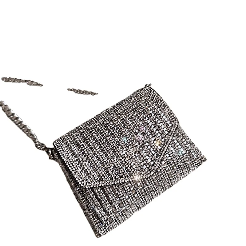 2024 роскошная дизайнерская женская мини-сумка со стразами на цепочке модная Маленькая вечерняя сумка через плечо из искусственной кожи готовая к отправке