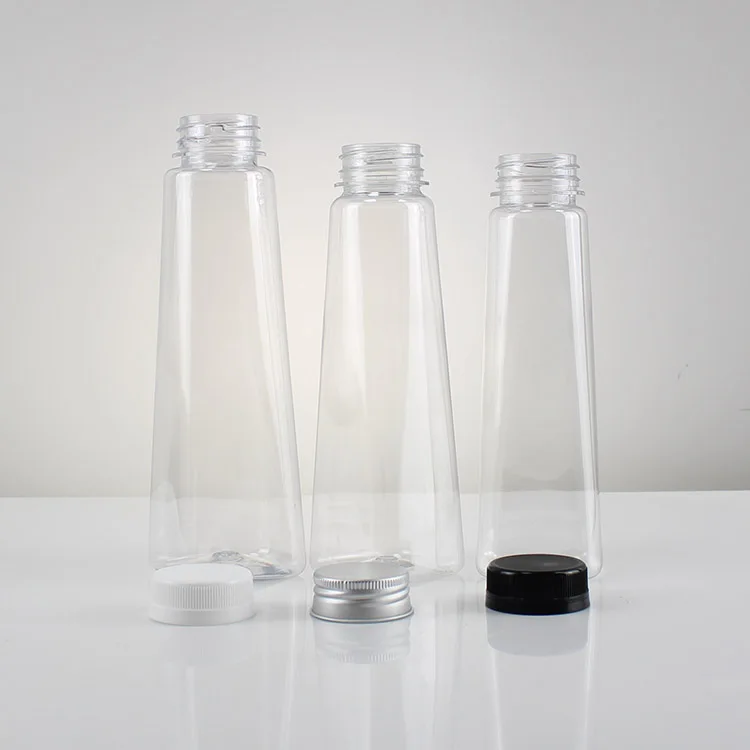 Oem 200ml 300ml 450ml Screw Cap Drink Transparent Round Square Pet Plastic Drink Packaging Beverage Bottle For Christmas Gift