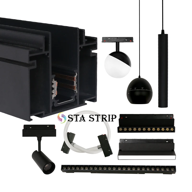 DC48V Stretch Aluminium Profile Magnetic Spot Light Track Lamps Tuya Smart Magnet Rail System for Ceiling