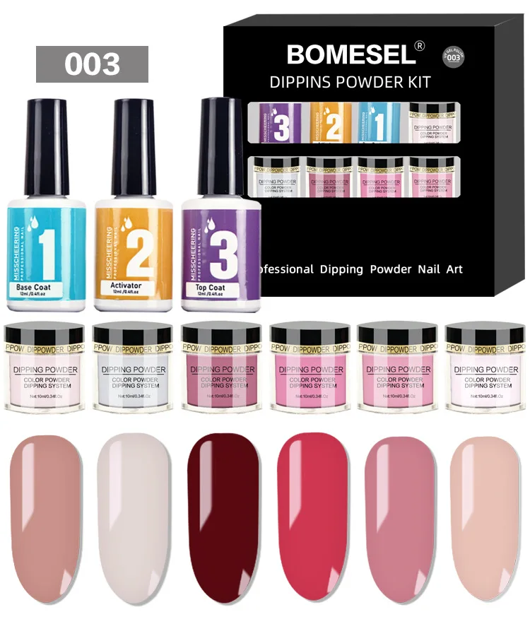 5 colors Nail art Dipping powder kit set No baking light French nail polish dipping powder  nail kit system