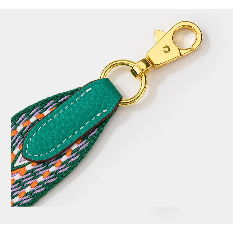 2022 Fashion 3.8 cm Width Contrasting Colors Webbing Leather Ends Cross Body Branded Bag Detachable Shoulder Straps for Purse