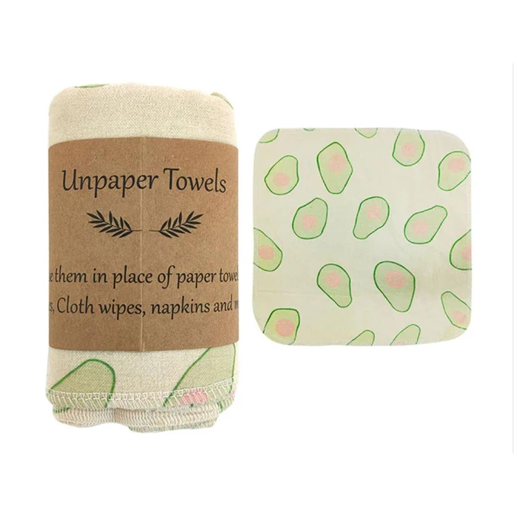 Custom Logo Unpaper Towels Reusable Paperless Baby Organic Unbleached Cleaning Cloth Tea Napkins For Kitchen