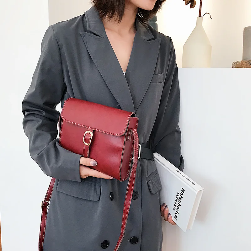 Fashion Vintage Messenger Bag Women PU Leather Crossbody Lady Shoulder Bag