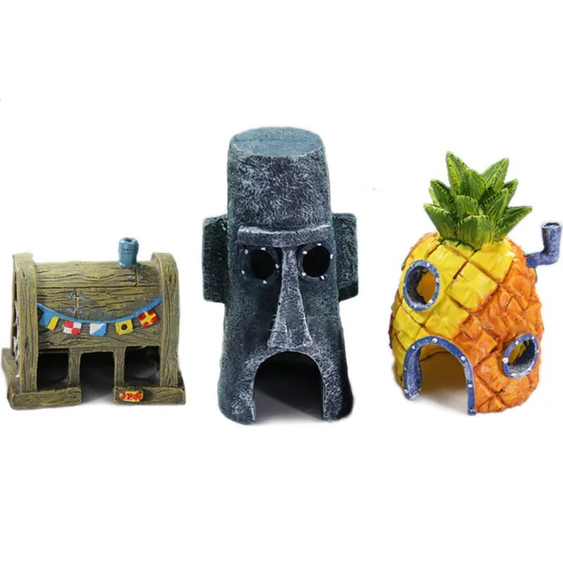 Resin Cartoon Pineapple House Aquarium Landscape Shrimp Nest Fish Tank Decor