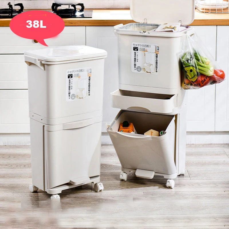 38L Two Layers Classifying garbage cans Domestic kitchen waste bins