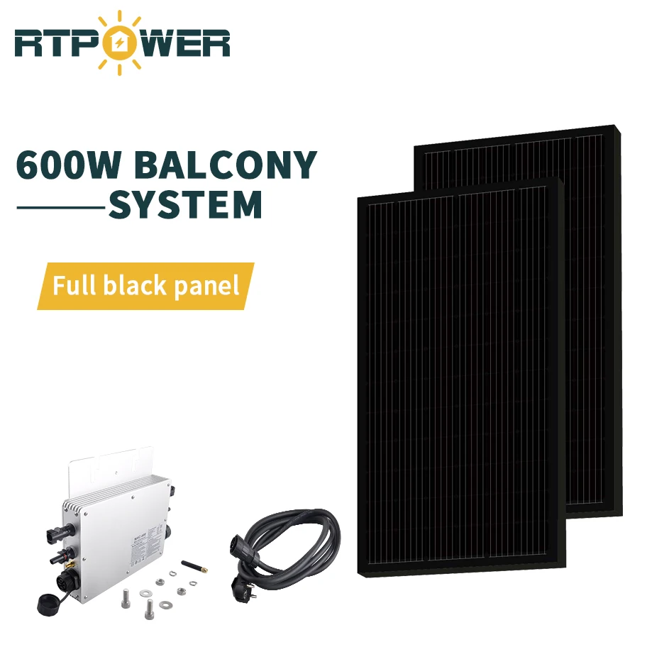 RTPOWER Factory direct 600W grid tied solar balcony system with 600 watt micro inverter garden mini PV system