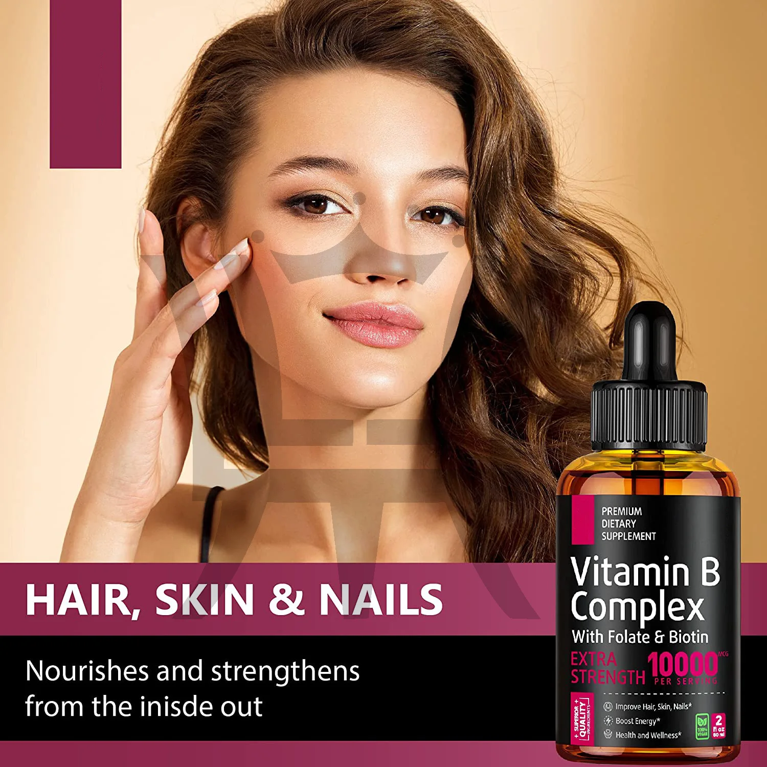 Custom Organic Health Supplement whitening 10000mg Vitamins B Complex Liquid Drops With Fast Absorption For Immune Support