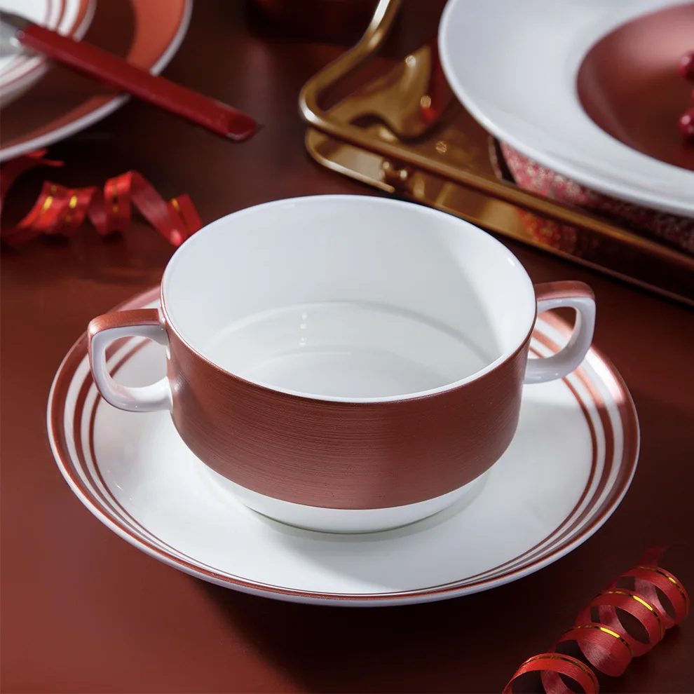 Hot selling bone china dinner sets dinnerware sets burgundy red porcelain plates bowls cups tea set for hotel party