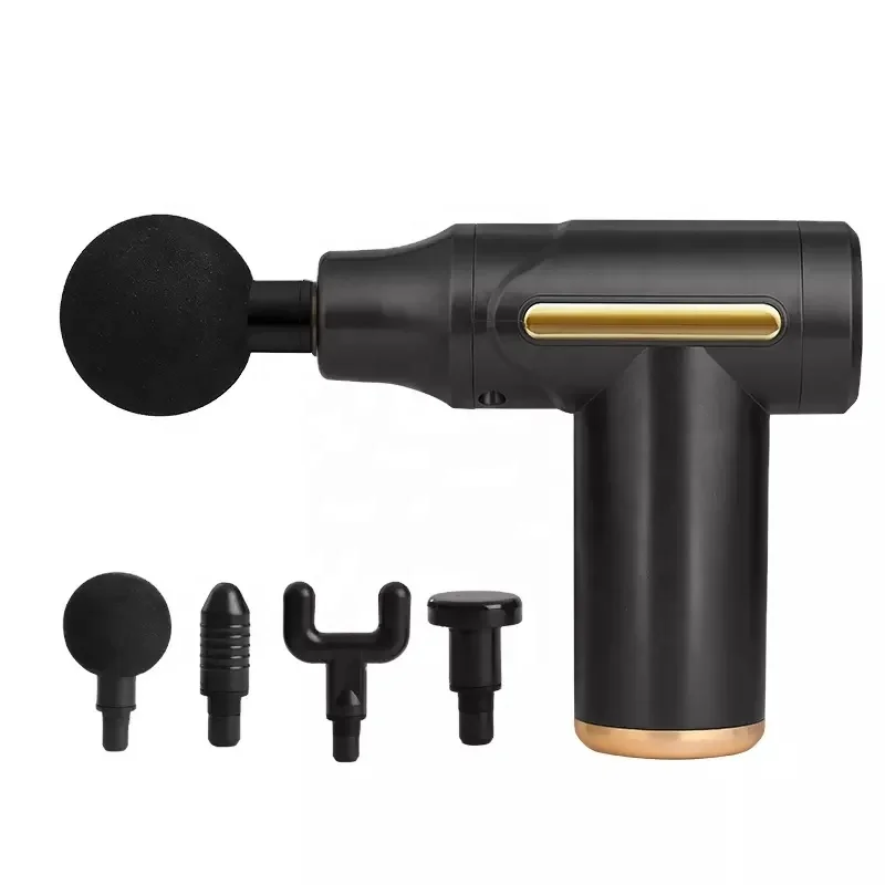 Мини-массажный пистолет, беспроводной перкуссионный массажер, устройство для глубокого массажа тканей, устройство для массажа мышц с 4 головками, 4 скоростями, сильная вибрация