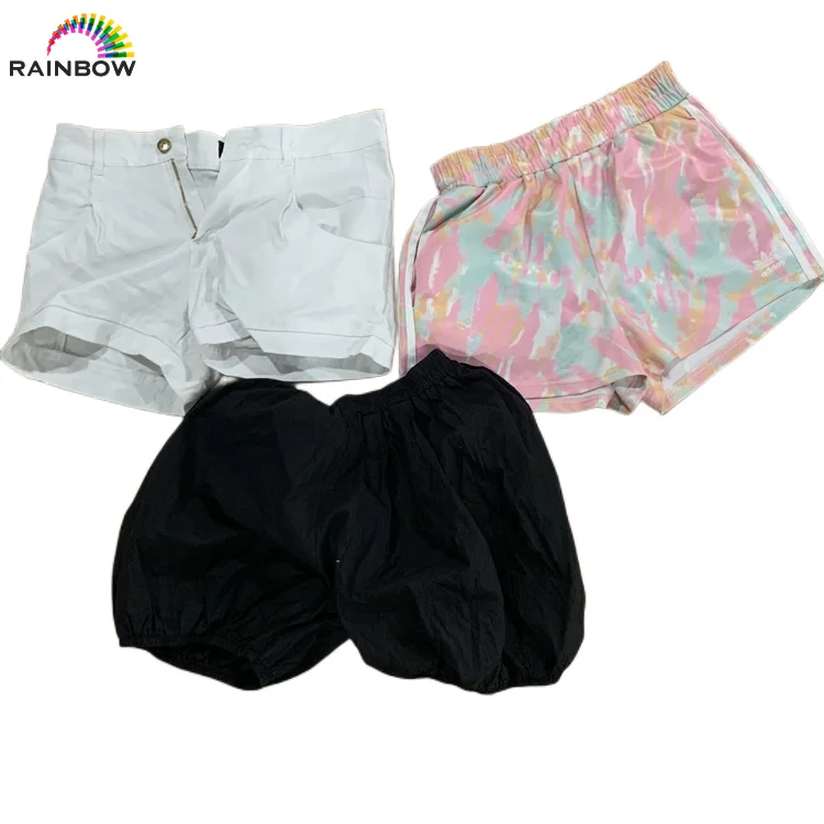 Wholesale Ladies sexy cotton zipper shorts used clothes bale 45kg second hand clothes bulk