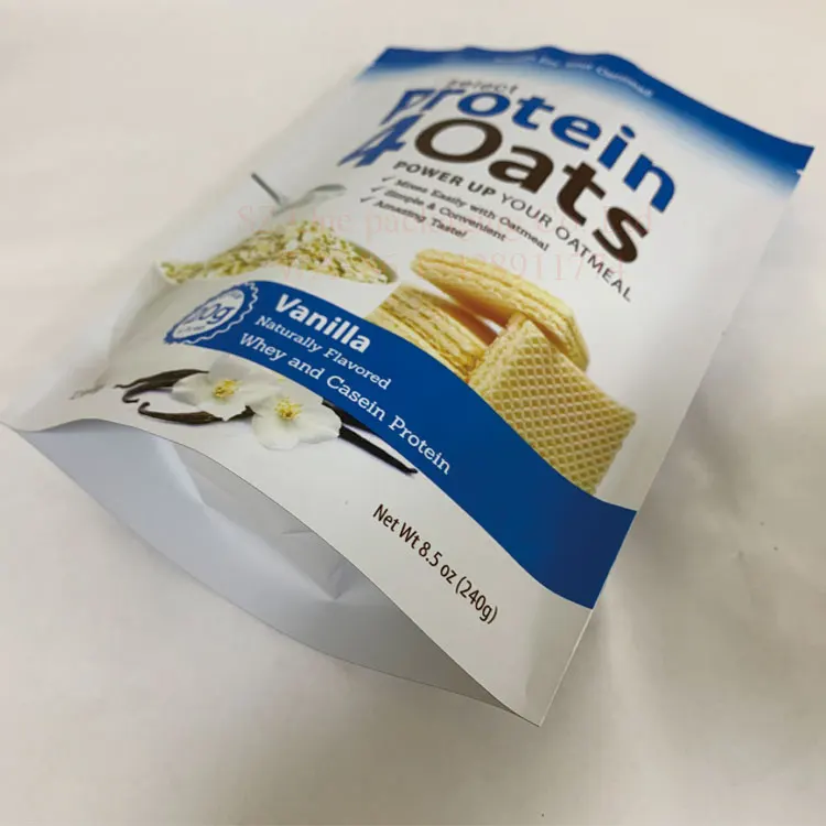 Цифровая печать низкий минимальный заказ стоячий сывороточный протеиновый порошок казеин упаковка пищевой пакет с алюминиевой фольгой resealabe молния