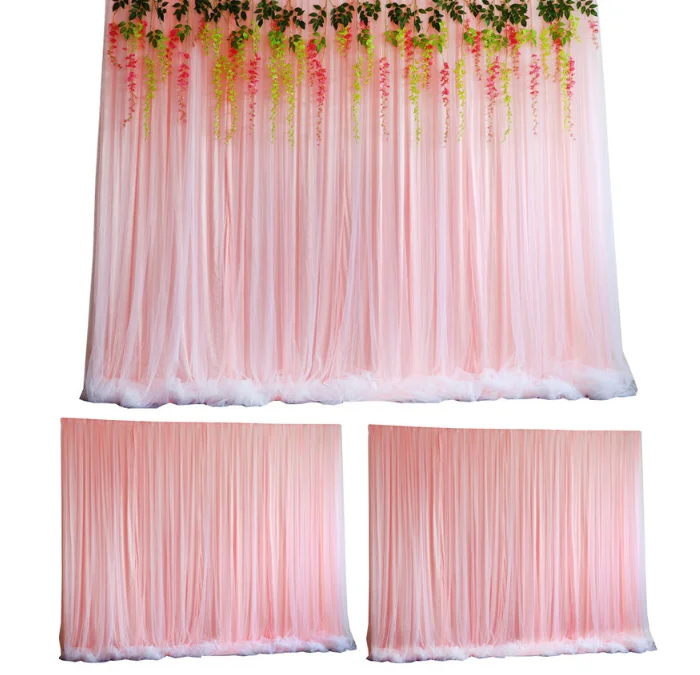 Polyester Thick 3*3m Decorative Wedding Stage Backdrop Window String Fabric Mesh Veils Curtain Wedding Decoration Supplies