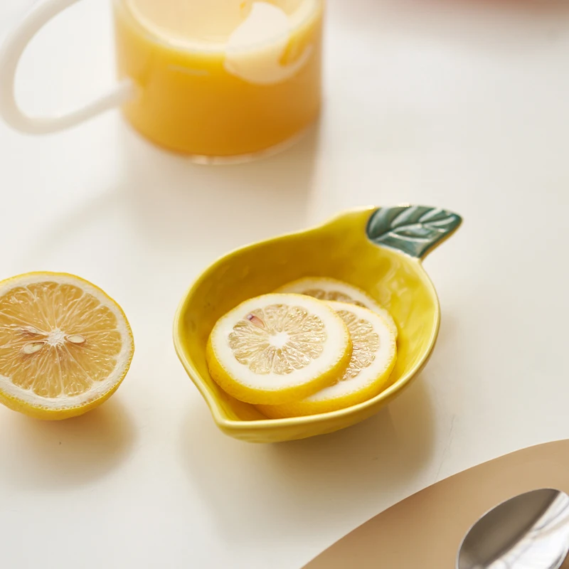 Novelty Irregular Fruit Shape Underglazed Ceramic Plates Healthy For Baby Use Dishes And Plates 3440