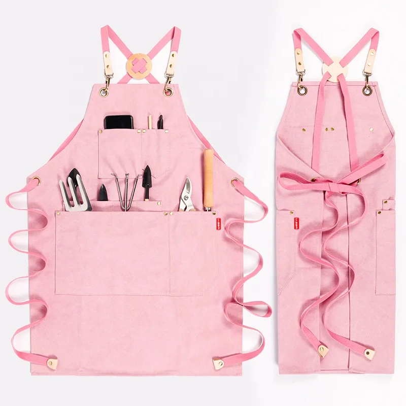 CHANGRONG Custom personalised Washed canvas work apron with tool pockets