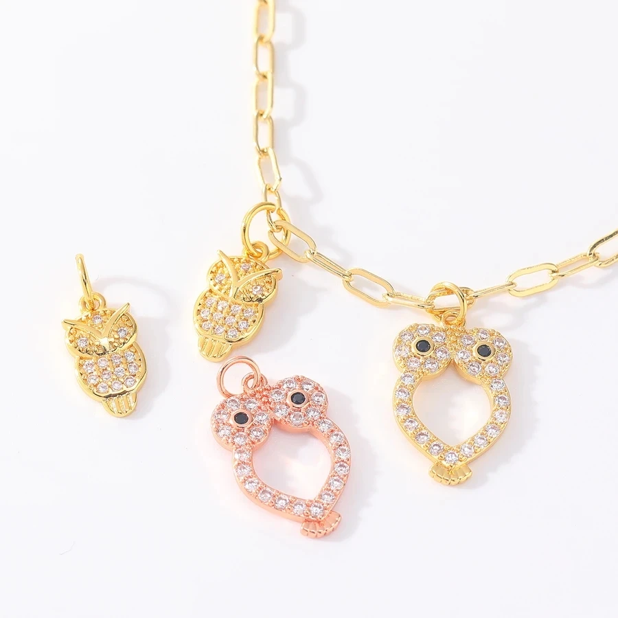 Лидер продаж Amazon, аксессуары «сделай сам», позолоченные ювелирные изделия, Подарочные ожерелья с совой, кулон в виде животного