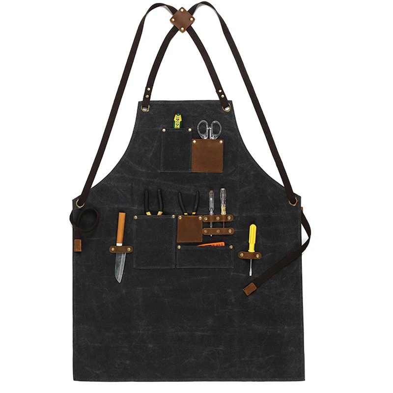 Denim canvas simple work clothes painting milk tea shop barber shop tattoo artist Japanese and Korean version apron