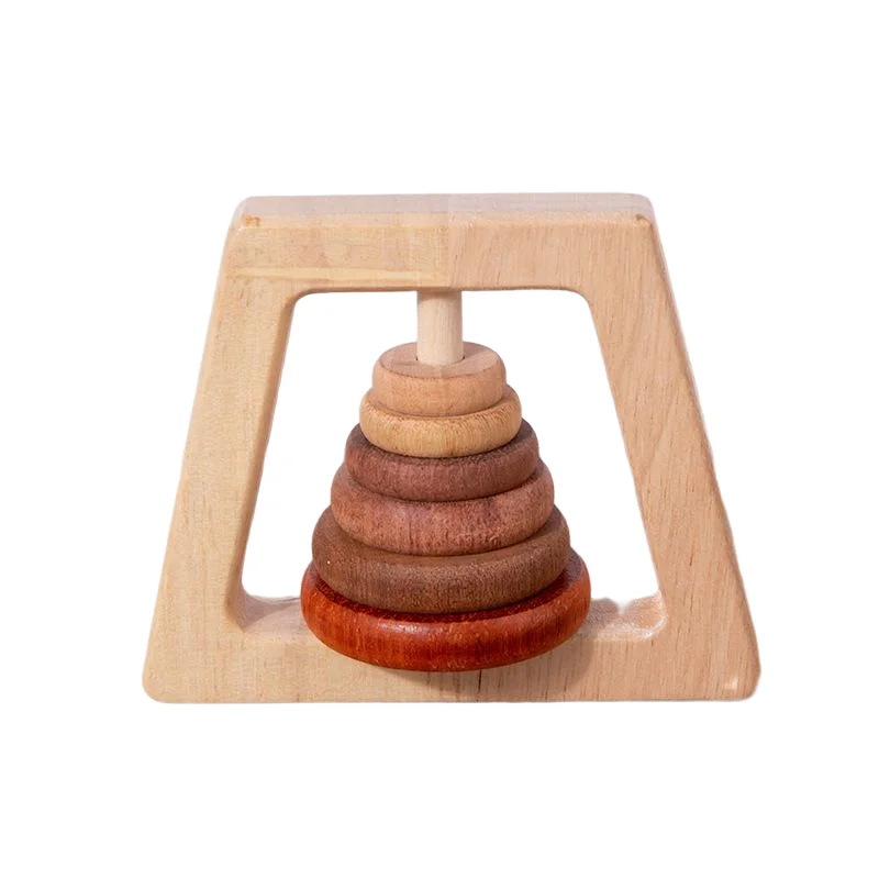 CHCC Custom Food Grade Silicon Teething Mitten Toy chewable Rattle Wooden Teething Toys Ring Baby Gift Set Baby Silicone Teether