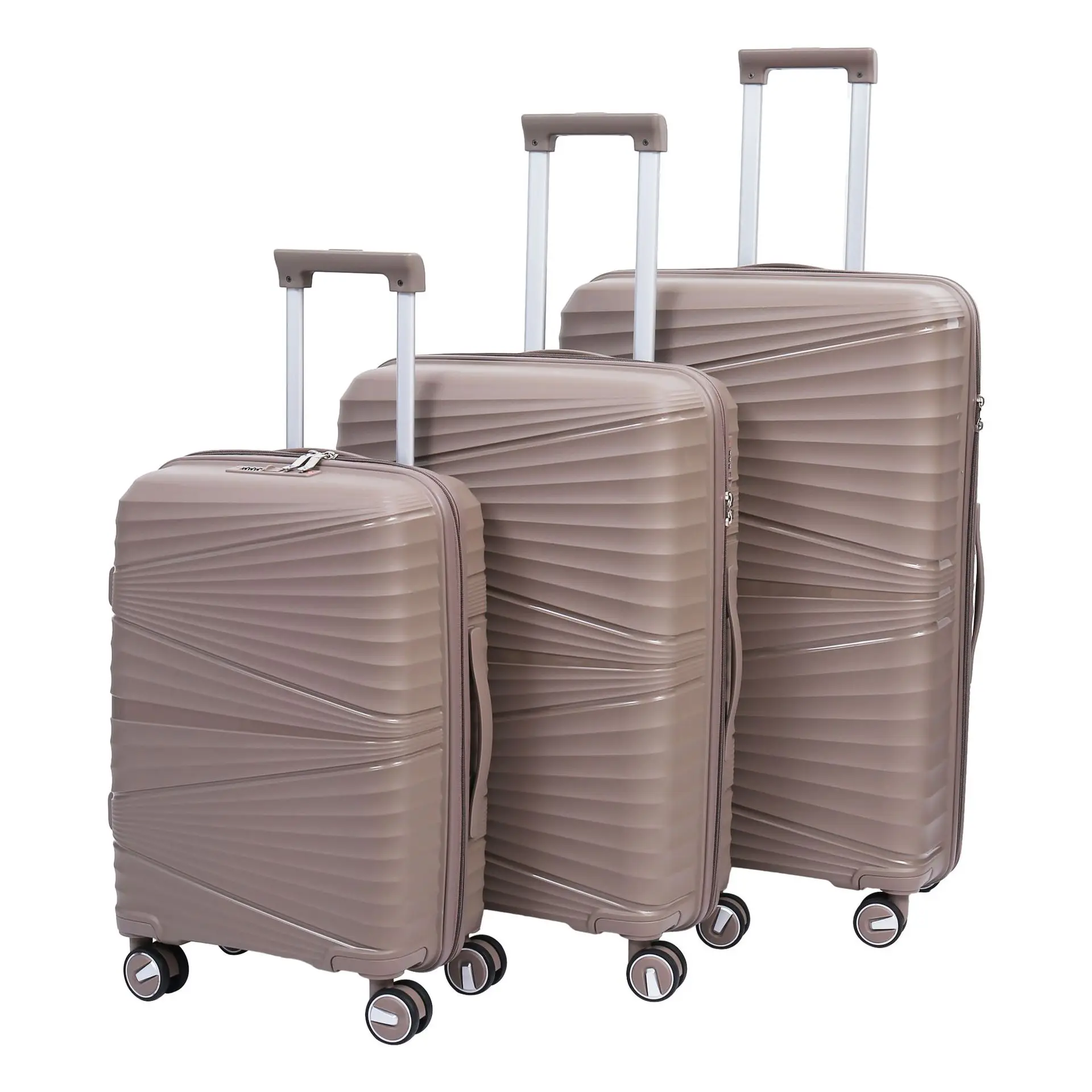 Fashionable Made in China high strong flexibility pp hard trolley luggage suitcase set