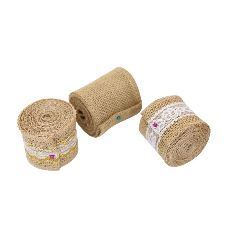 Diy craft colorful 100% hessian jute burlap ribbon roll