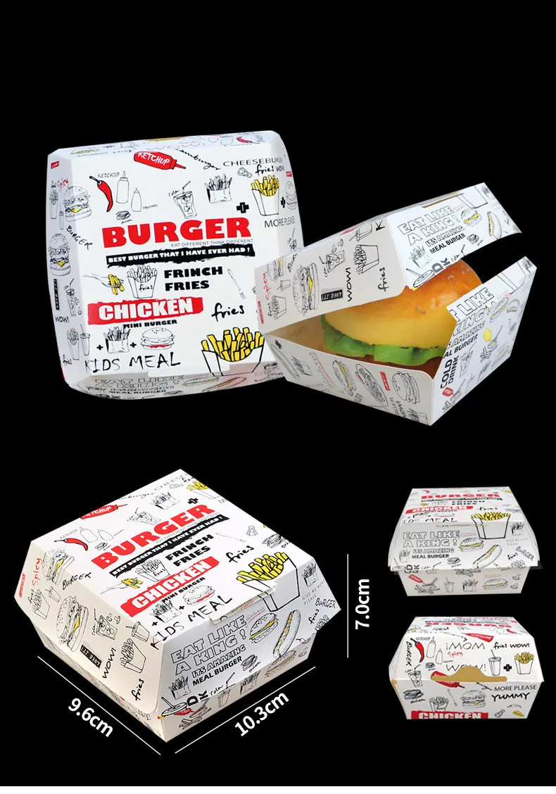 Custom logo kraft paper take out lunch salad noodle fried chicken fries containers takeaway food packaging sandwich burger box