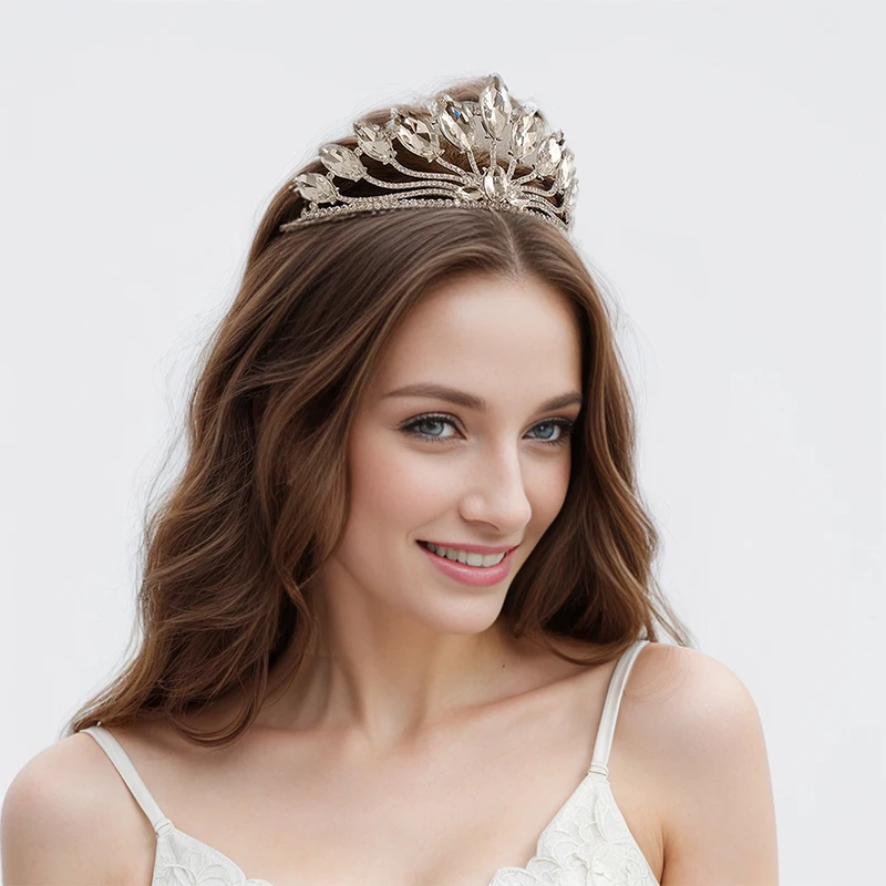 Большие аксессуары с кристаллами Cheveux Femmes 14 см свадебная тиара Свадебная Корона из тонкого сплава короны для королевских