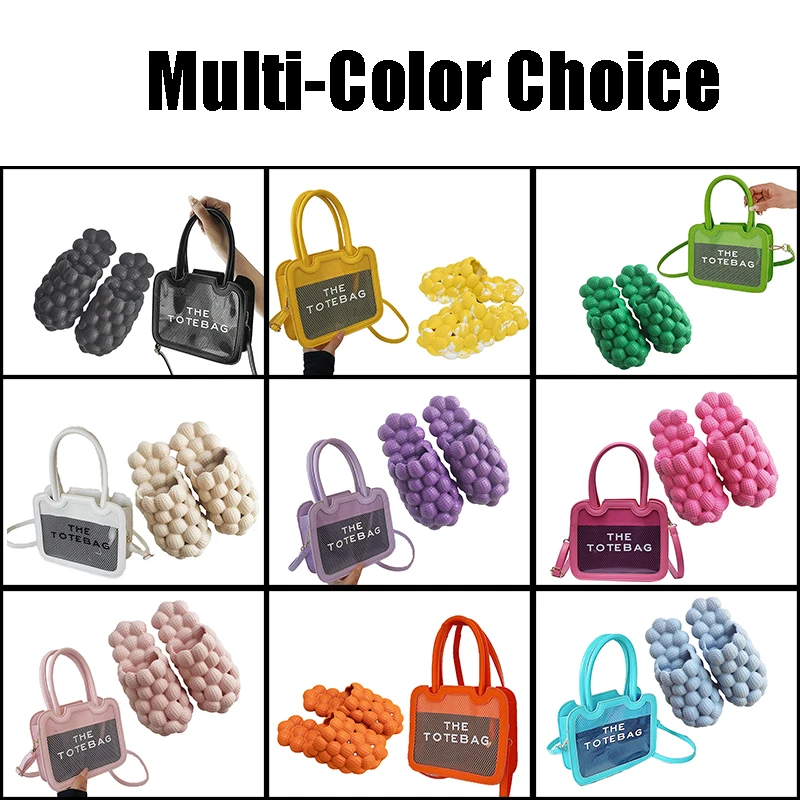 2022 Fall Trend Tie Dye Yellow Bubble Slippers Slides and The Tote Bag Y2K Fashion Handbag  and Purse