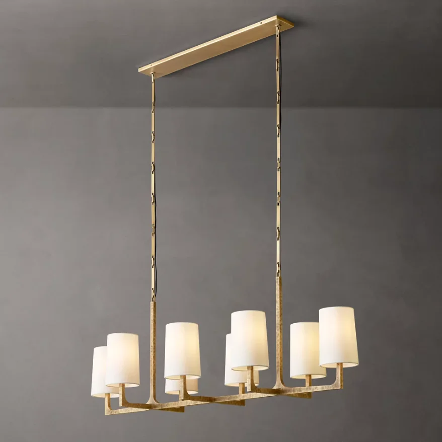 Custom Copper Contemporary Suspended Light Fabric Shape Round Chandelier Decorative Lamp Luxury Pendant Light