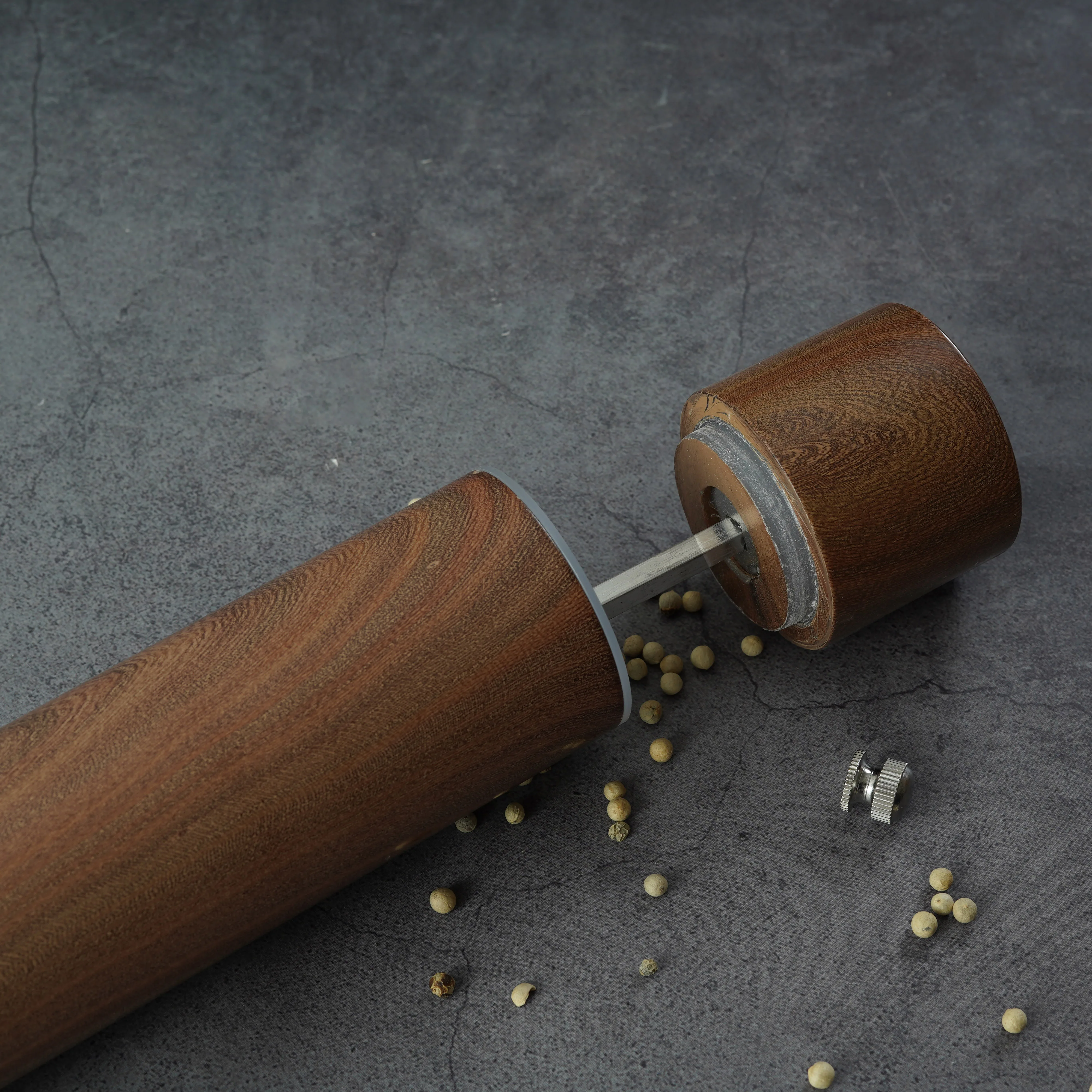 Wholesale High Quality Aluminum Wood grain pepper grander mill Manual Mechanism Salt and Pepper Grinders
