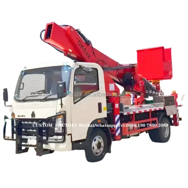 howo 24m Manual  4x2 Best Selling New Design High Quality Telescoping Lifting Truck Mounted Aerial Working Platform