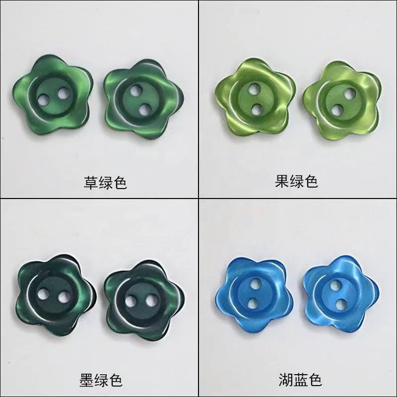 Colorful Shirt Pearl Flower Shaped Resin Polyester Plastic Baby Buttons For Children