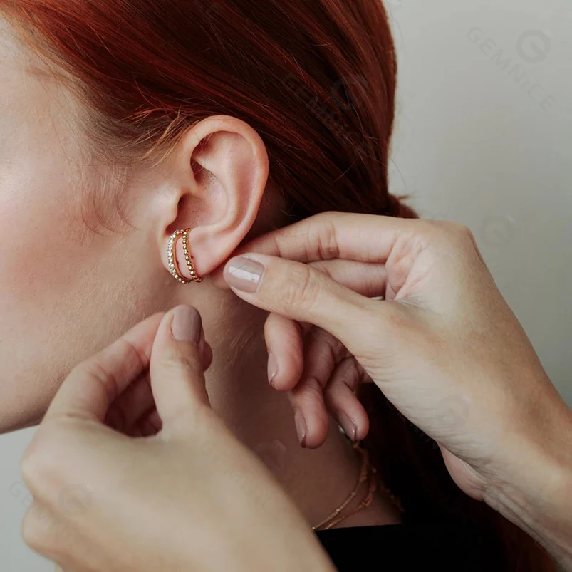 Gemnel bridal jewelry findings women 925 silver gold plated cubic zirconia hook stud earrings