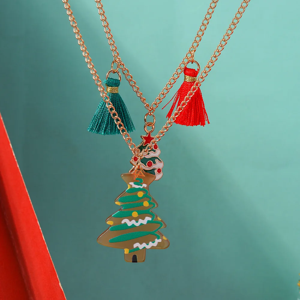 New fashion design Christmas Risu Christmas Tree necklace set exquisite everything collar bone chain neck accessories