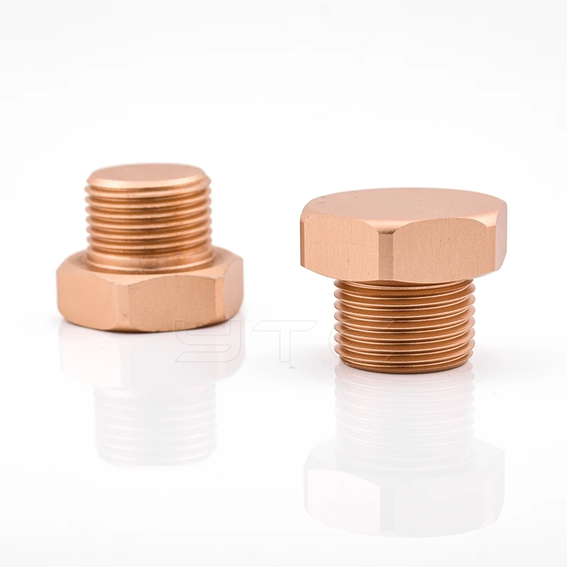 Custom CNC Machining Aluminum Anodized Hexagon Male Threads Pipe Plug