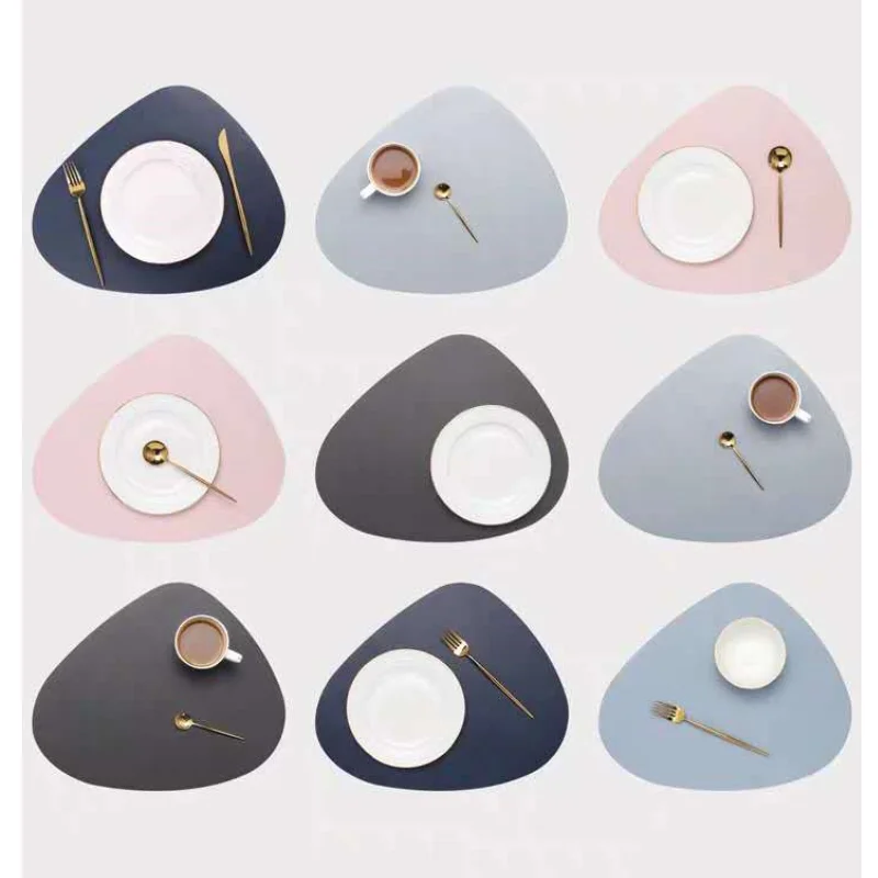 Hot Sale Table Heat Resistant PU Leather Dining Table Mat Heat Insulation Placemat Non-Slip Kitchen Table Mats