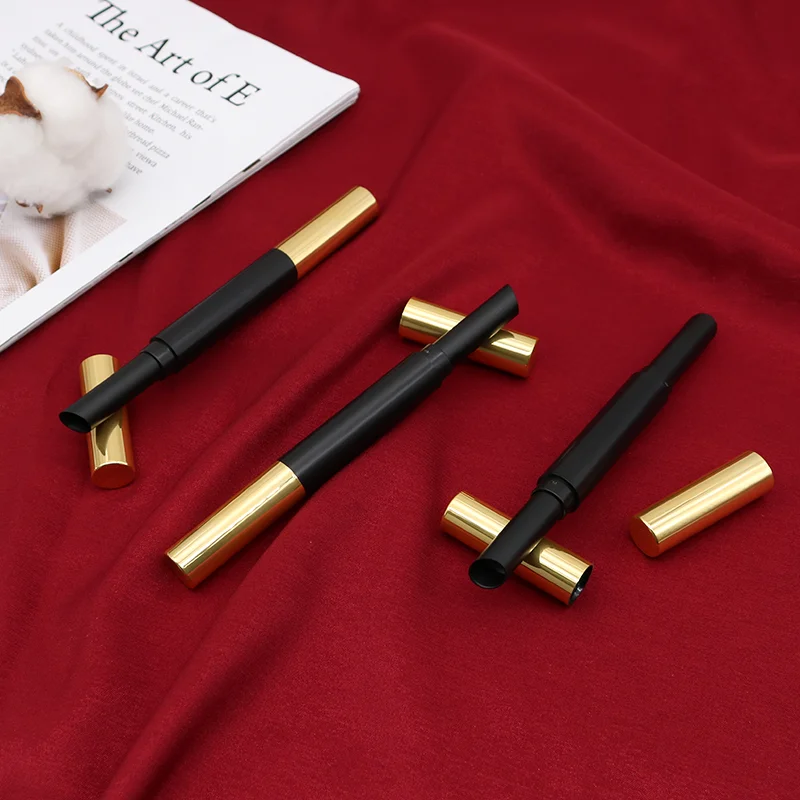 wholesale custom high quality  empty  lip stick tube round plastic double lipstick pen lip pencil lip container packaging