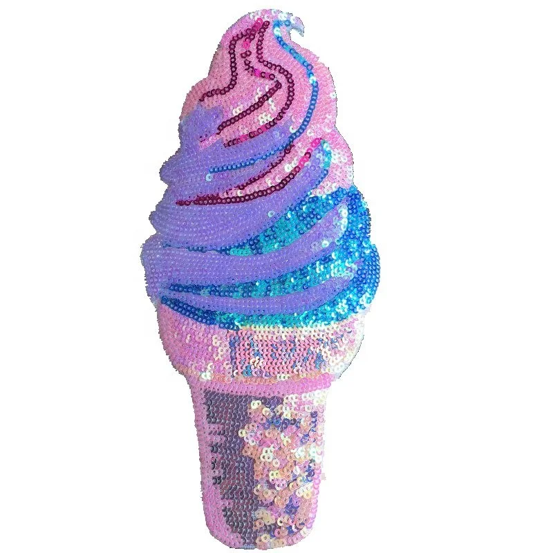 5 Styles Mix Sequin Patch for Clothes Motif Applique Shining Ice Cream Sew/Iron on Patches for Clothing Sequined Stickers