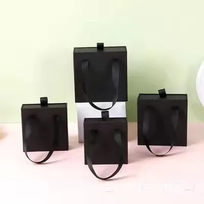 Custom logo jewellery cardboard gift box bag handle design drawer jewelry packaging box