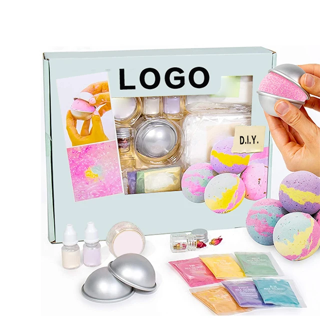 OEM Customized Private Label Colorful Ball Shape Bath Bomb with Dry Flower Box Package Gift Set for Spa