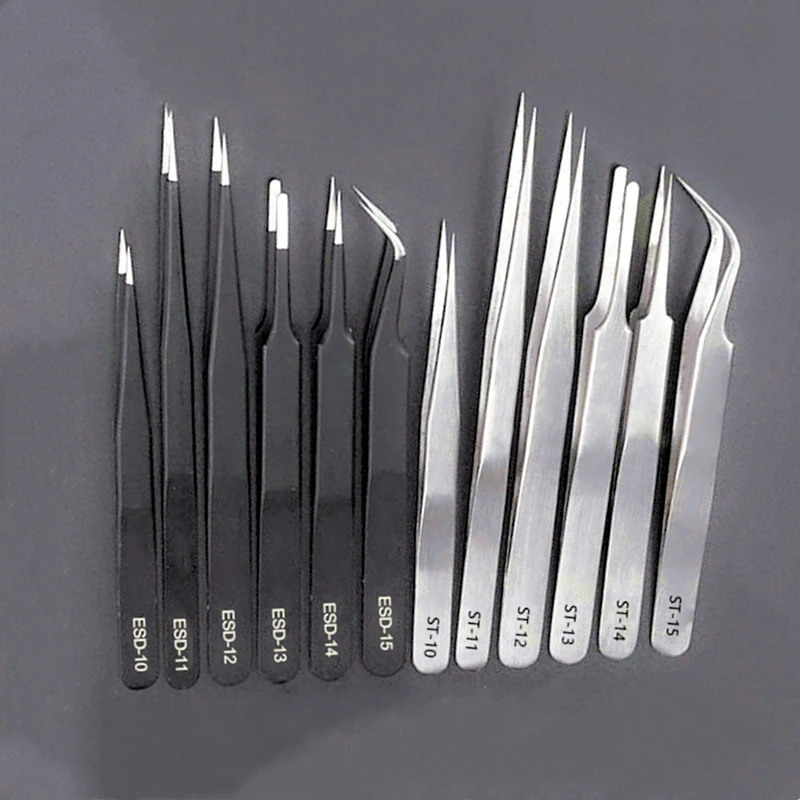 JEJOR Wholesale Vetus ST-10 High Quality Anti-static Stainless Steel ESD Tweezers Eyelash Tweezers