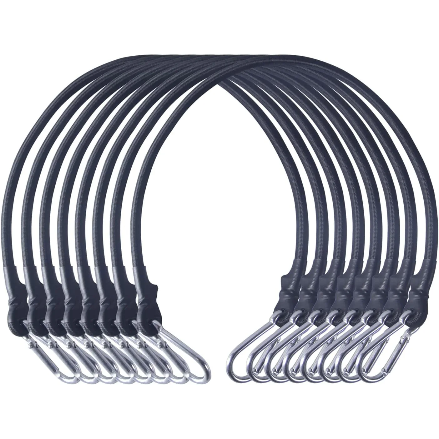 Bungee Cord with Carabiner Hook 8 Pack Superior Rubber Heavy Duty Straps Strong Elastic Rope for Outdoor Tent, Luggage Rack