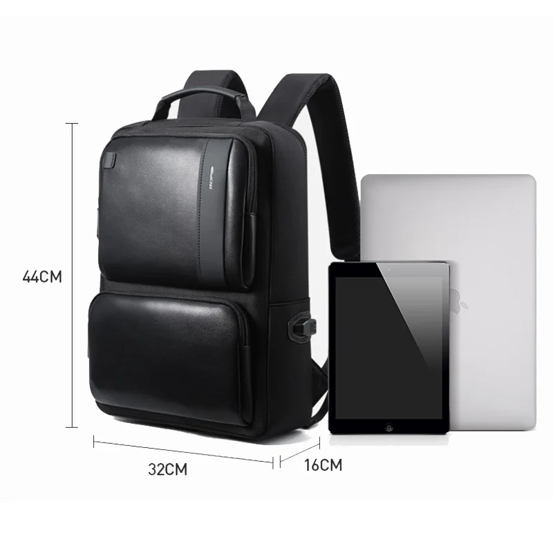 BOPAI Men Business USB Charging Travel Bag Large Capacity Anti Theft Back Pack 15.6 Inch Laptop Backpack