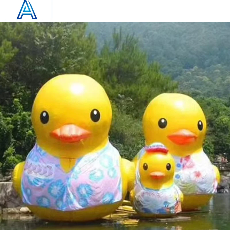 Hot selling inflatable big large yellow duck shapes types models on water for advertising amusement park recreational activity