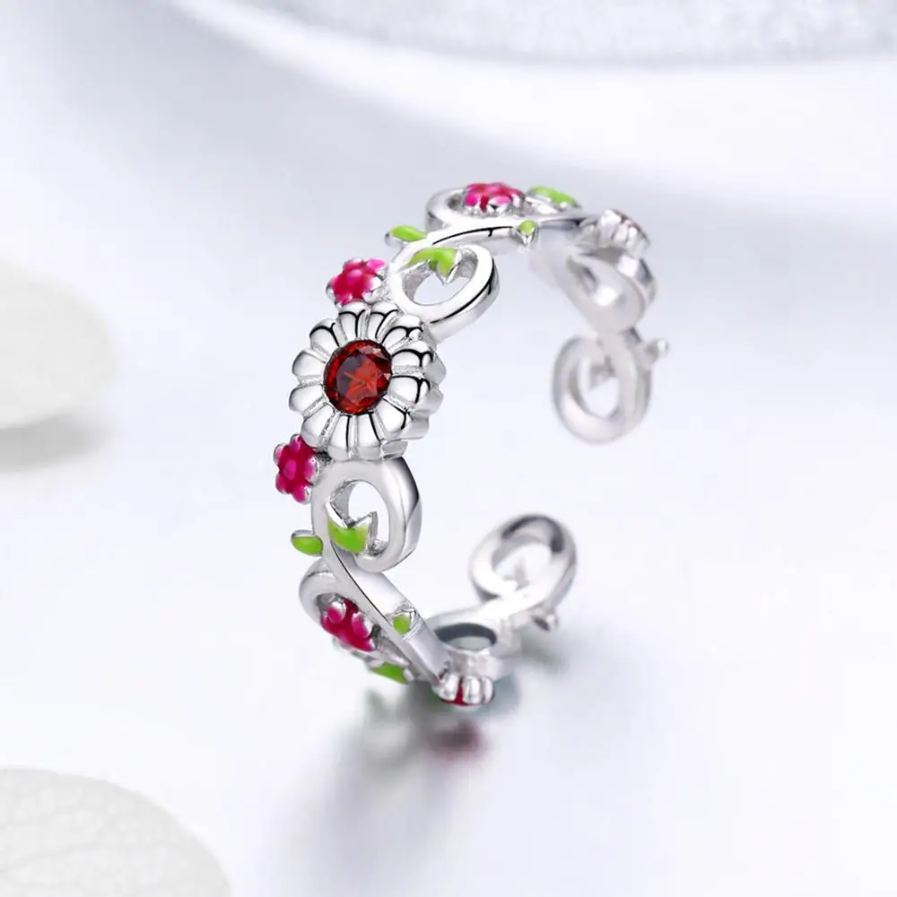 
Hot selling dubai jewellery colorful flower stone gems zirconia silver 925 Ring jewelry 