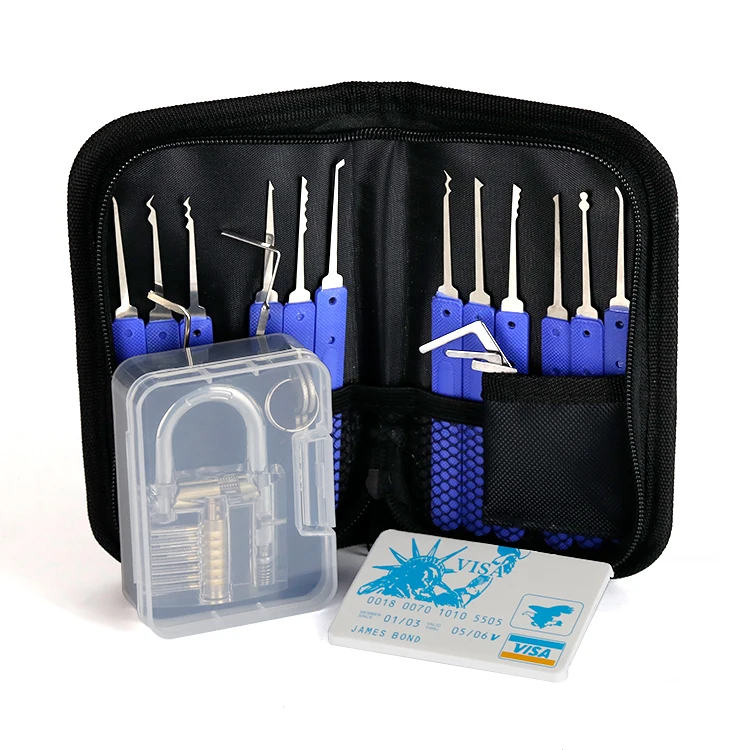 17Pcs Locksmith Picks Supplies Lock Picking Tools Set And Visa James Bond 007 Credit Card Lock Pick Tool With Practice Lock