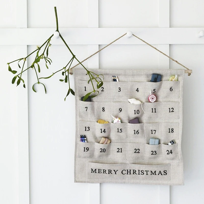 Christmas Decoration Countdown Calendar Custom  Linen Christmas Advent Calenders