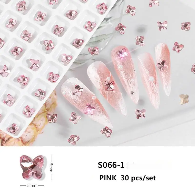 2024 fashion nail art butterfly decorations DIY shine nail beauty crystal bows nail decoration zircon alloy for Arte de unas