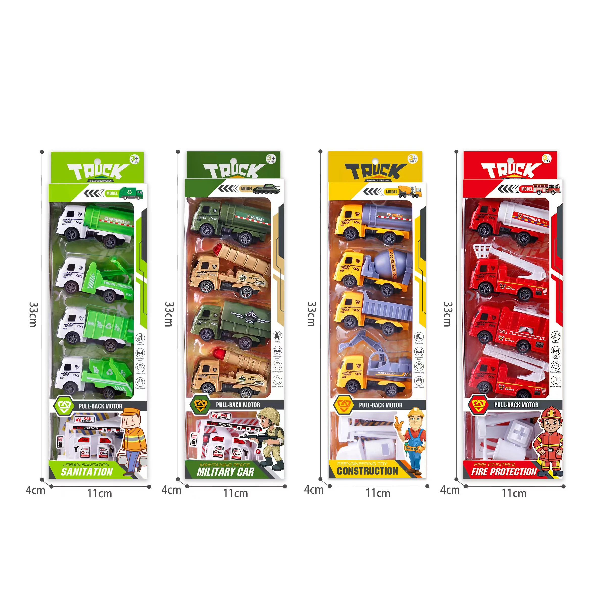 QS New Arrival Plastic Scene Simulation Engineering Truck Car Children Toys Model City Construction Vehicle Toys With Pull Back