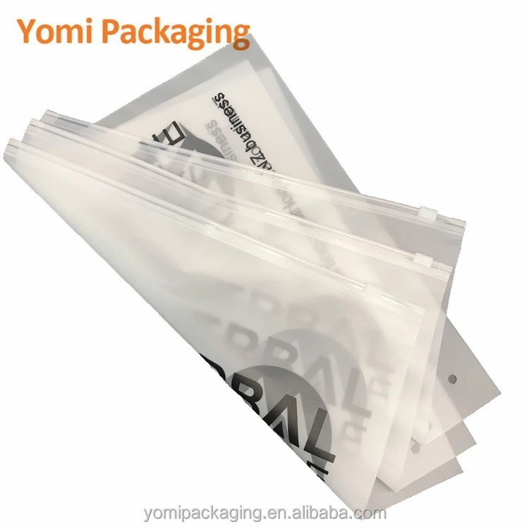 Wholesale Custom Logo Frosted Plastic Bag Clothes Zip Lock Self Sealing Bag Clothing Packaging Frosted Zipper Bags With Logo