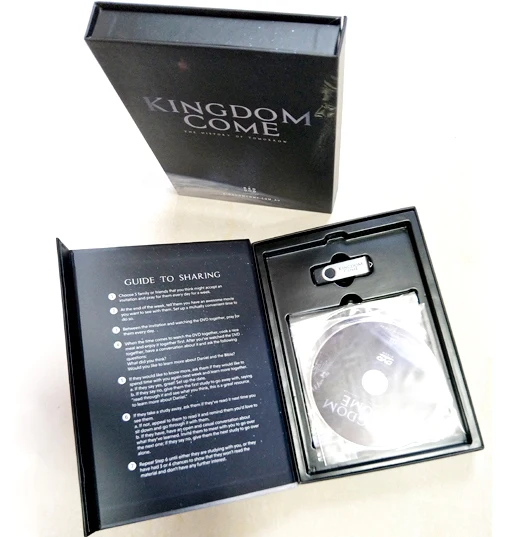 Luxury Custom Logo Book Style Black Sponges Magnetic Boxes Rigid Paper Packaging USB Gift Box With Magnet Closure